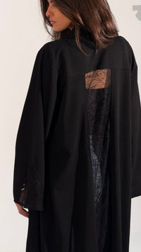 Lace Panel Long Open Abaya
